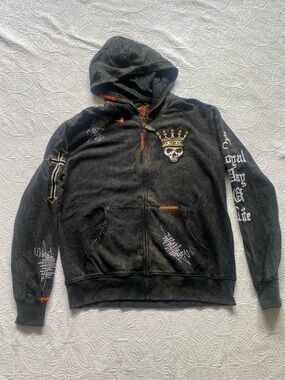 Rebel Spirit Black Hoodie with Red and Gold Embroidered Crest